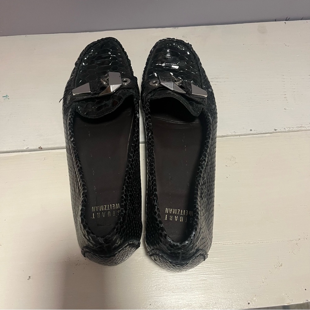 Stuart Weitzman Loafers Black Python With Buckles - image 5
